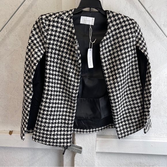 Six/Fifty Houndstooth Small/Medium Wool Wrens Cape  Jacket New Black White - Picture 3 of 14